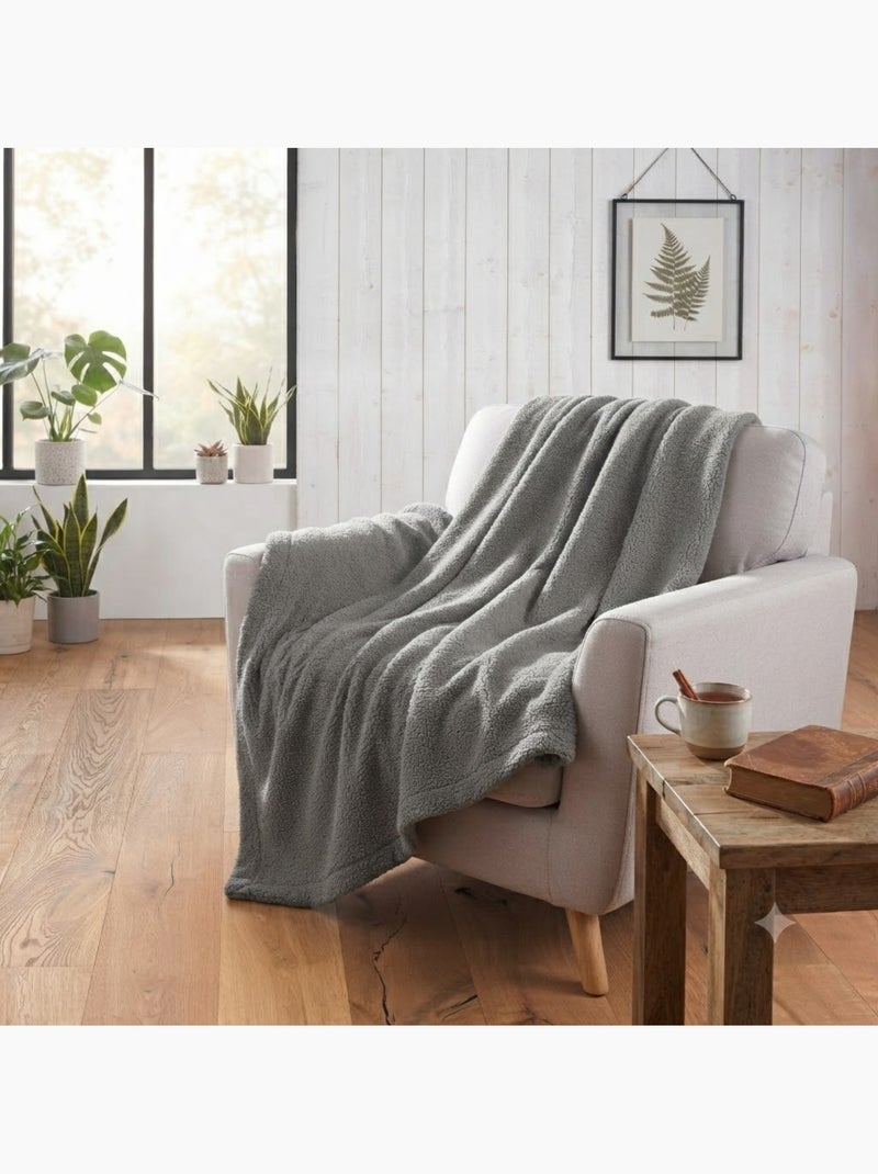 Plaid bouclette Wooly Gris - Kiabi