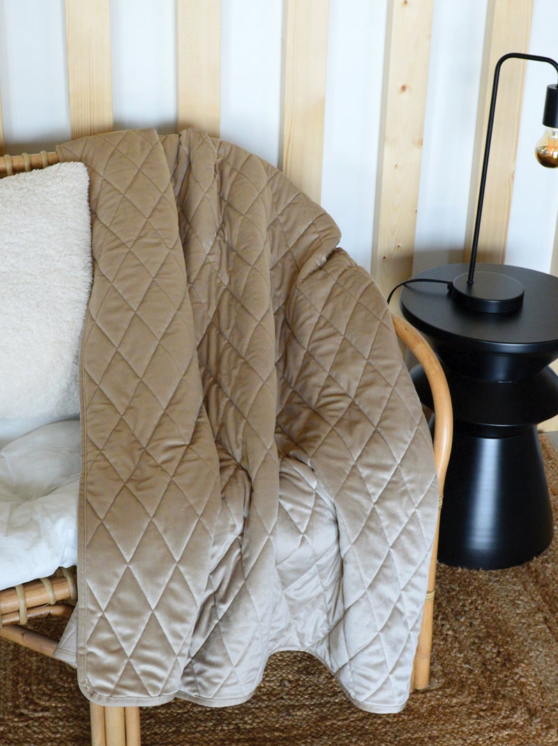 Plaid Canapé en velours matelassé Beige coquille - Kiabi
