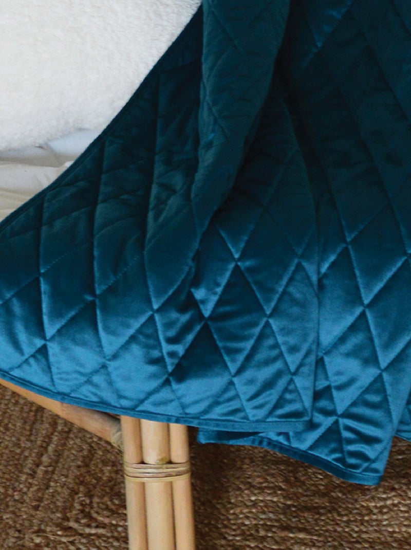 Plaid Canapé en velours matelassé Bleu - Kiabi