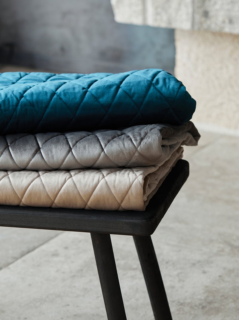 Plaid Canapé en velours matelassé Bleu - Kiabi