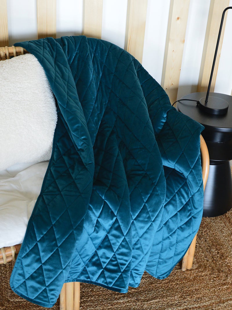 Plaid Canapé en velours matelassé Bleu - Kiabi