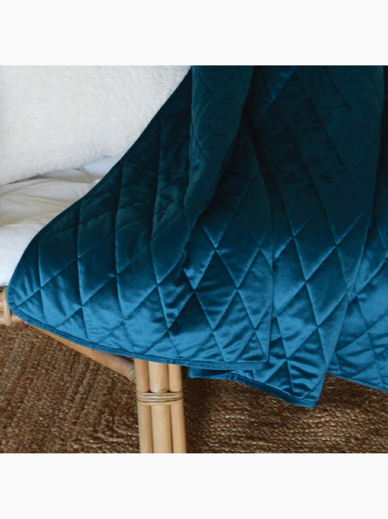 Plaid Canapé en velours matelassé Bleu paon - Kiabi