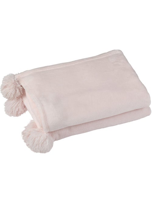 Plaid chaud à pompons en polaire - AFIBEL - Kiabi