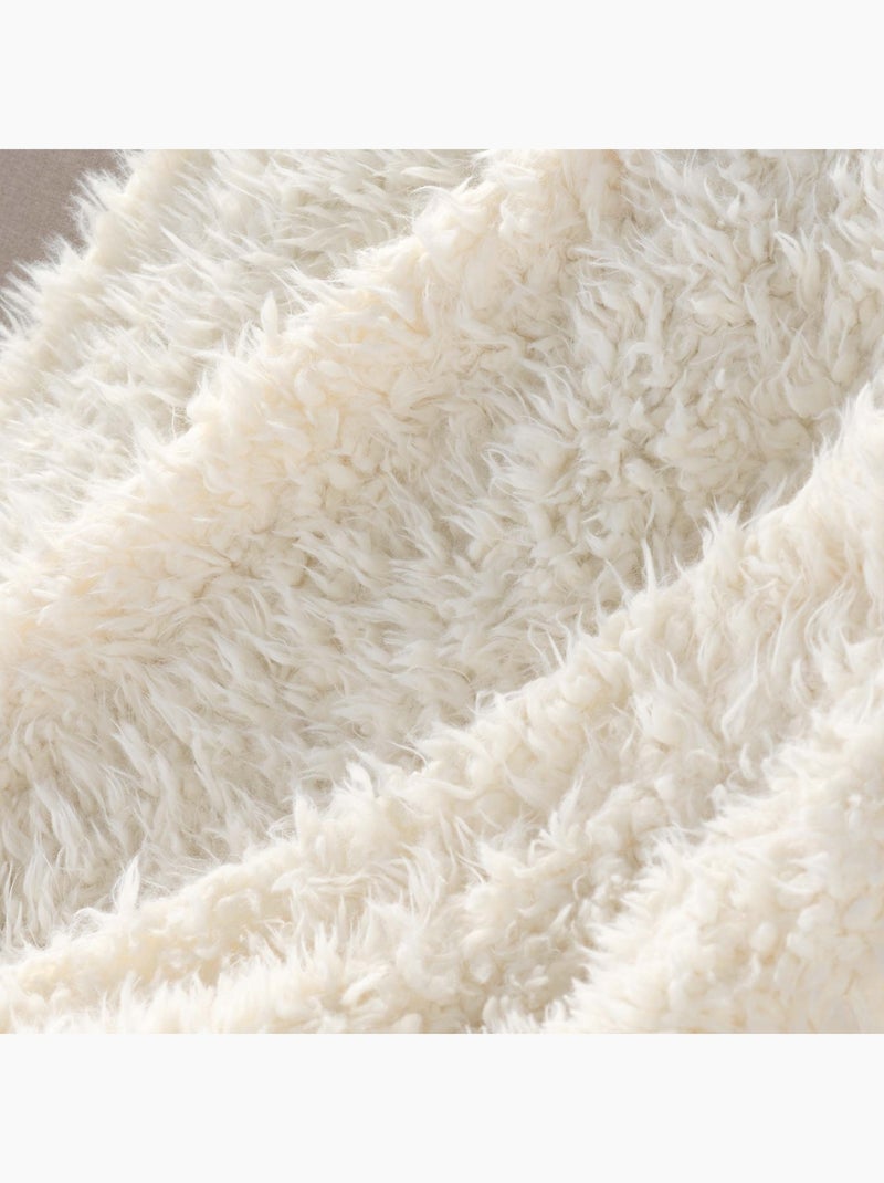 Plaid chaud imitation fourrure cocooning Blanc - Kiabi