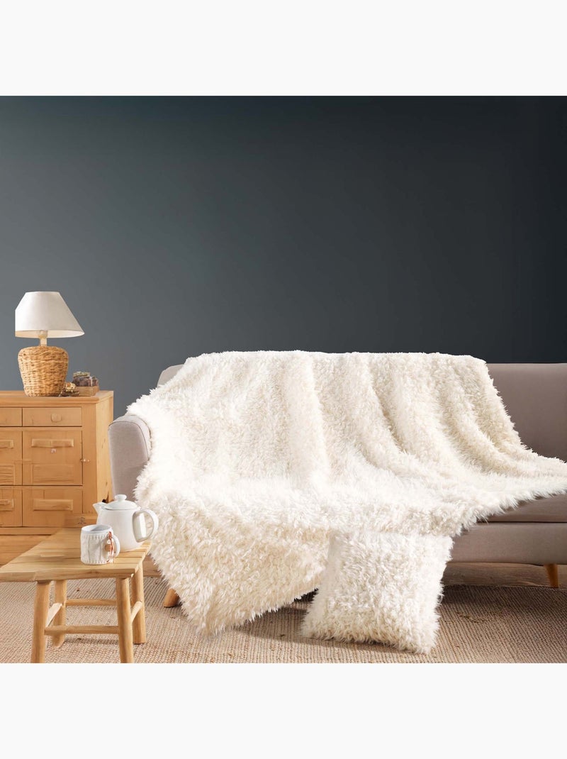 Plaid chaud imitation fourrure cocooning Blanc - Kiabi