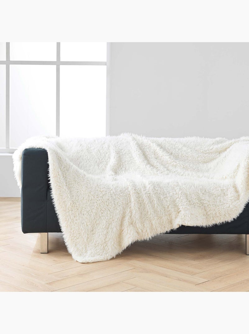 Plaid chaud imitation fourrure cocooning Blanc - Kiabi