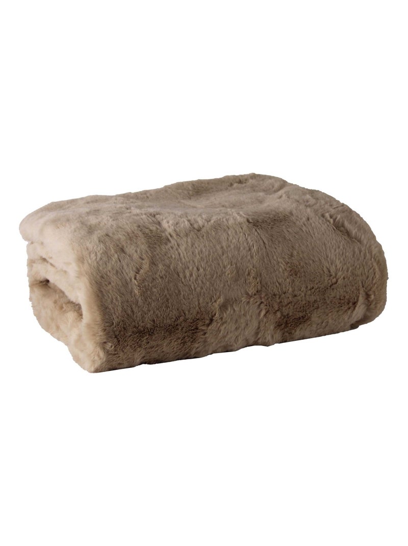 Plaid chaud imitation fourrure ultra douce Beige - Kiabi