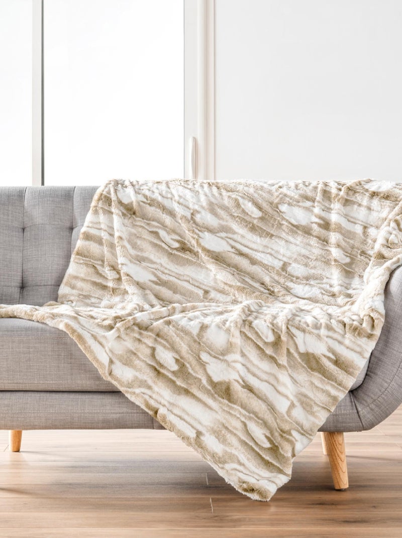 Plaid Cheyenne Imitation Fourrure / Sherpa Beige coquille - Kiabi