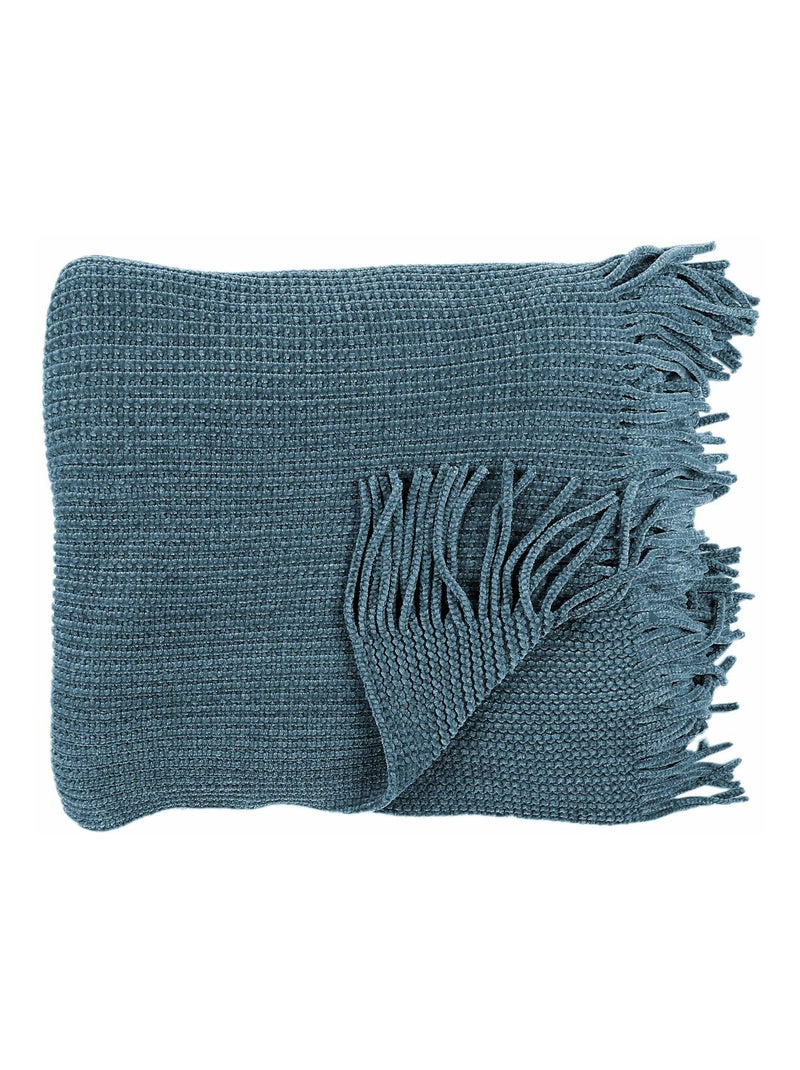 Plaid collection CHALEUR ARTISANALE Bleu - Kiabi