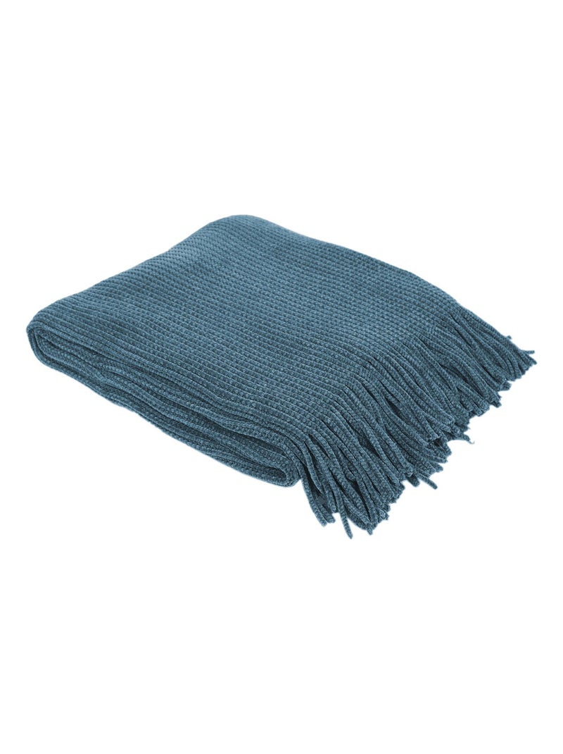 Plaid collection CHALEUR ARTISANALE Bleu - Kiabi