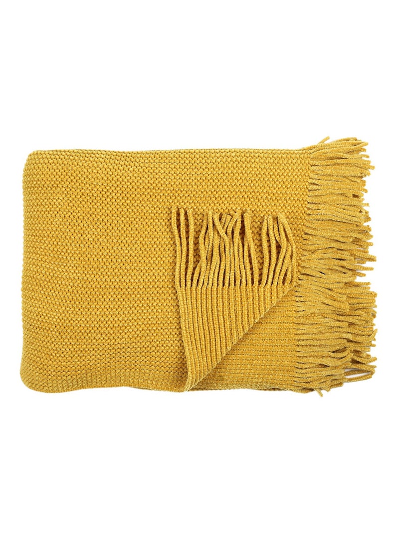 Plaid collection MIEL D'AUTOMNE Moutarde - Kiabi