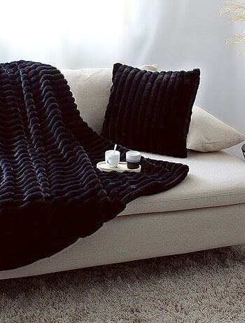 Plaid côtelé noir effet fourrure Matisse 180x220cm