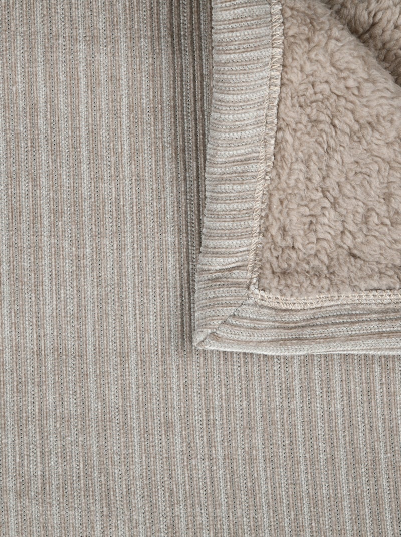 Plaid côtelé ultra doux Beige coquille - Kiabi