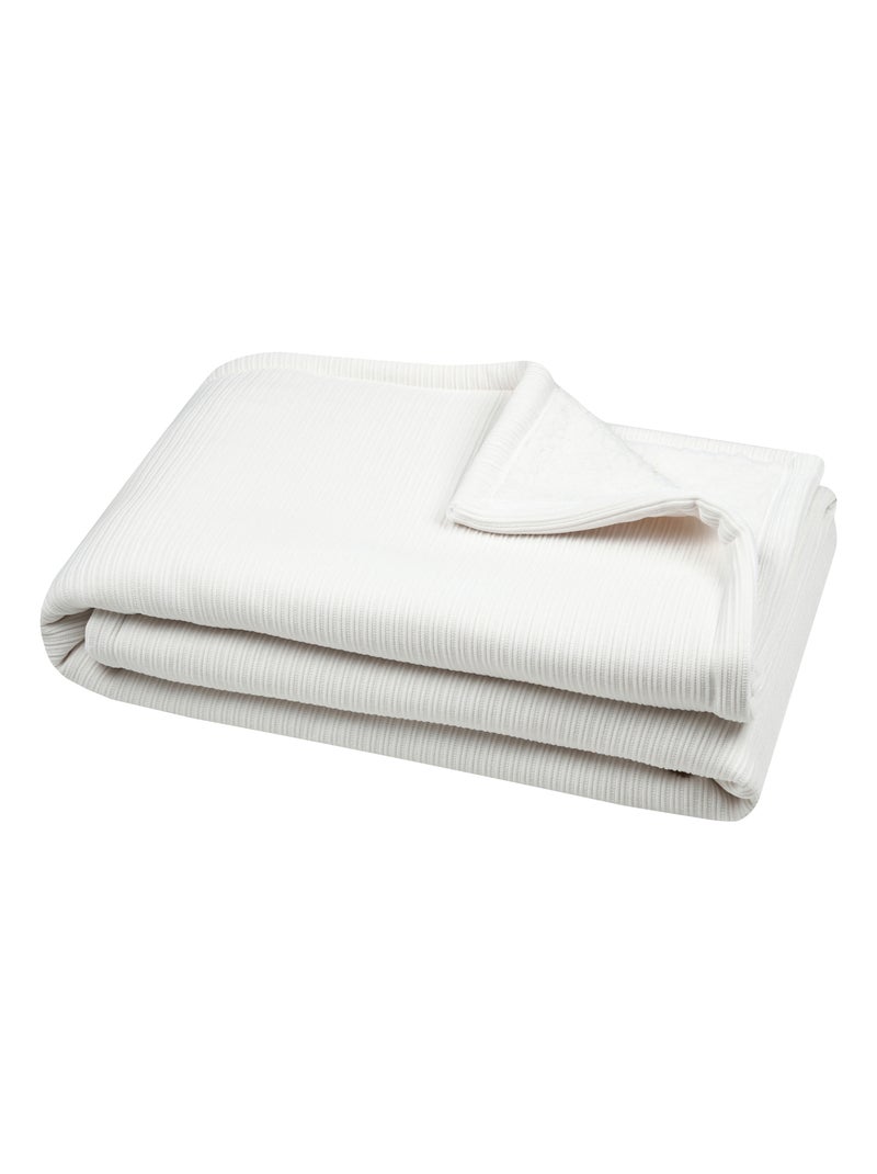 Plaid côtelé ultra doux Ecru - Kiabi
