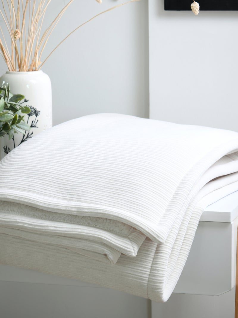 Plaid côtelé ultra doux Ecru - Kiabi