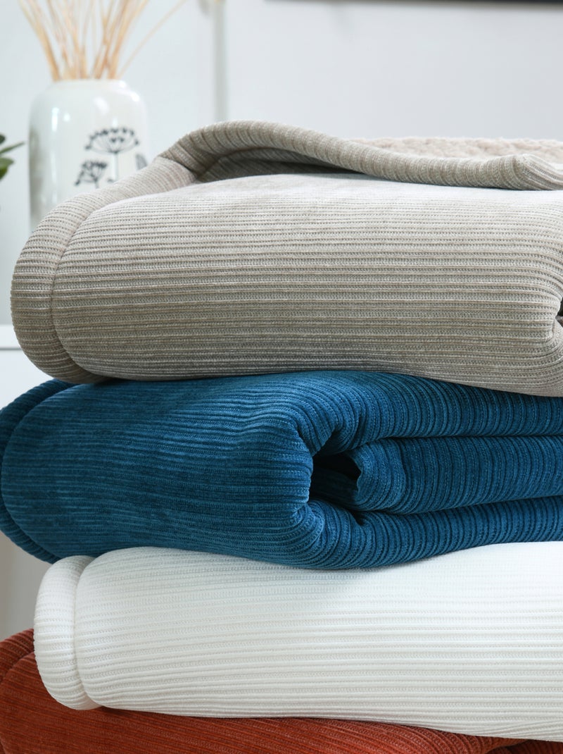 Plaid côtelé ultra doux Ecru - Kiabi