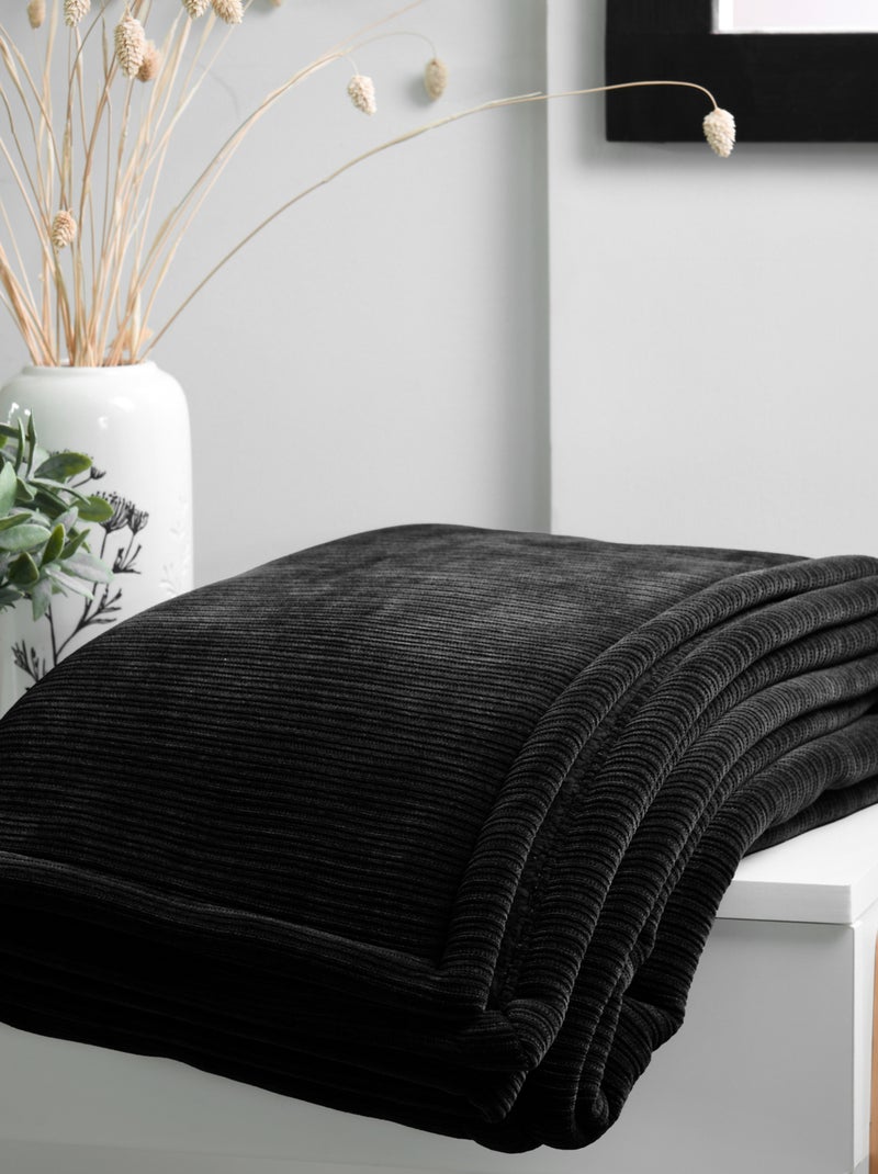 Plaid côtelé ultra doux Noir - Kiabi