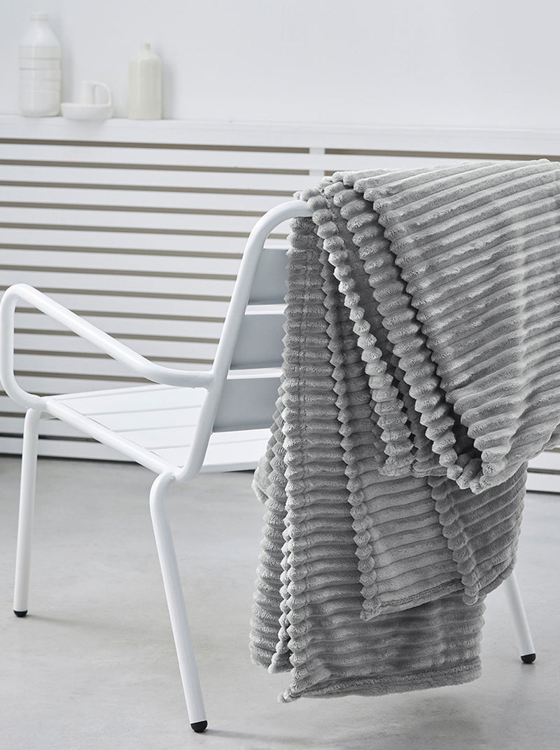 Plaid cotelé uni ESSENTIAL Gris - Kiabi