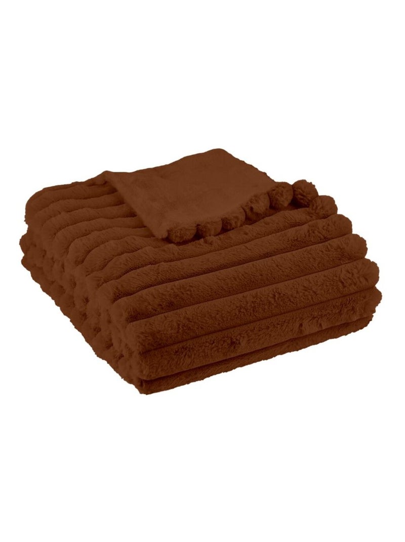 Plaid côtelé uni MOKA Marron - Kiabi
