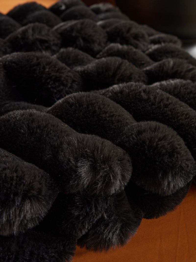 Plaid côtelé uni MOKA Noir - Kiabi