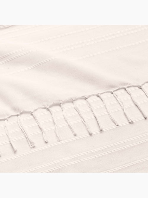 Plaid coton à franges grand format - Kiabi