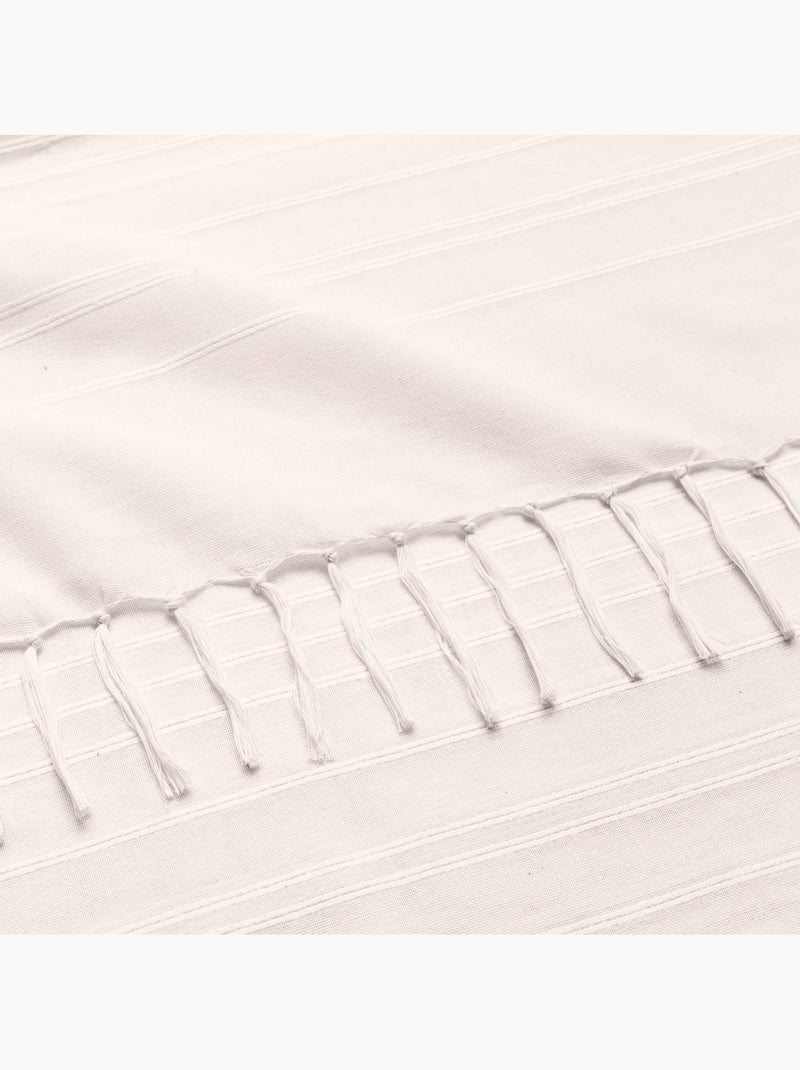 Plaid coton à franges grand format Beige coquille - Kiabi