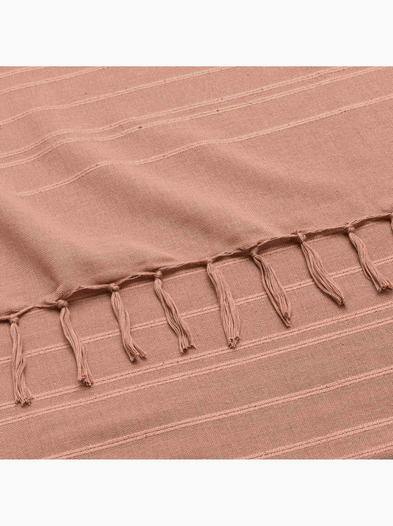 Plaid coton à franges grand format Rose - Kiabi