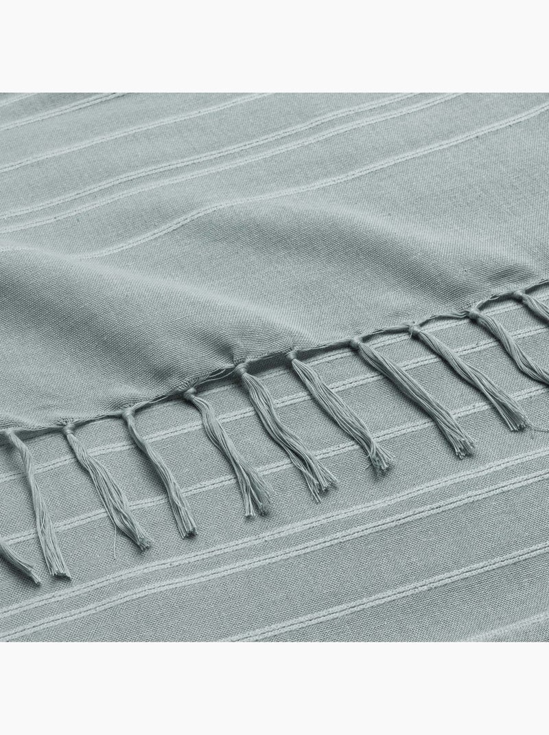 Plaid coton à franges grand format Vert Sauge - Kiabi