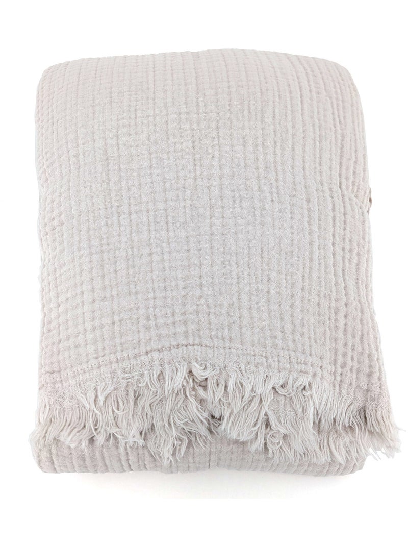 Plaid coton PAROS Beige grès - Kiabi