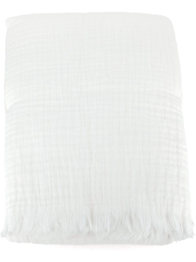 Plaid coton PAROS Blanc - Kiabi