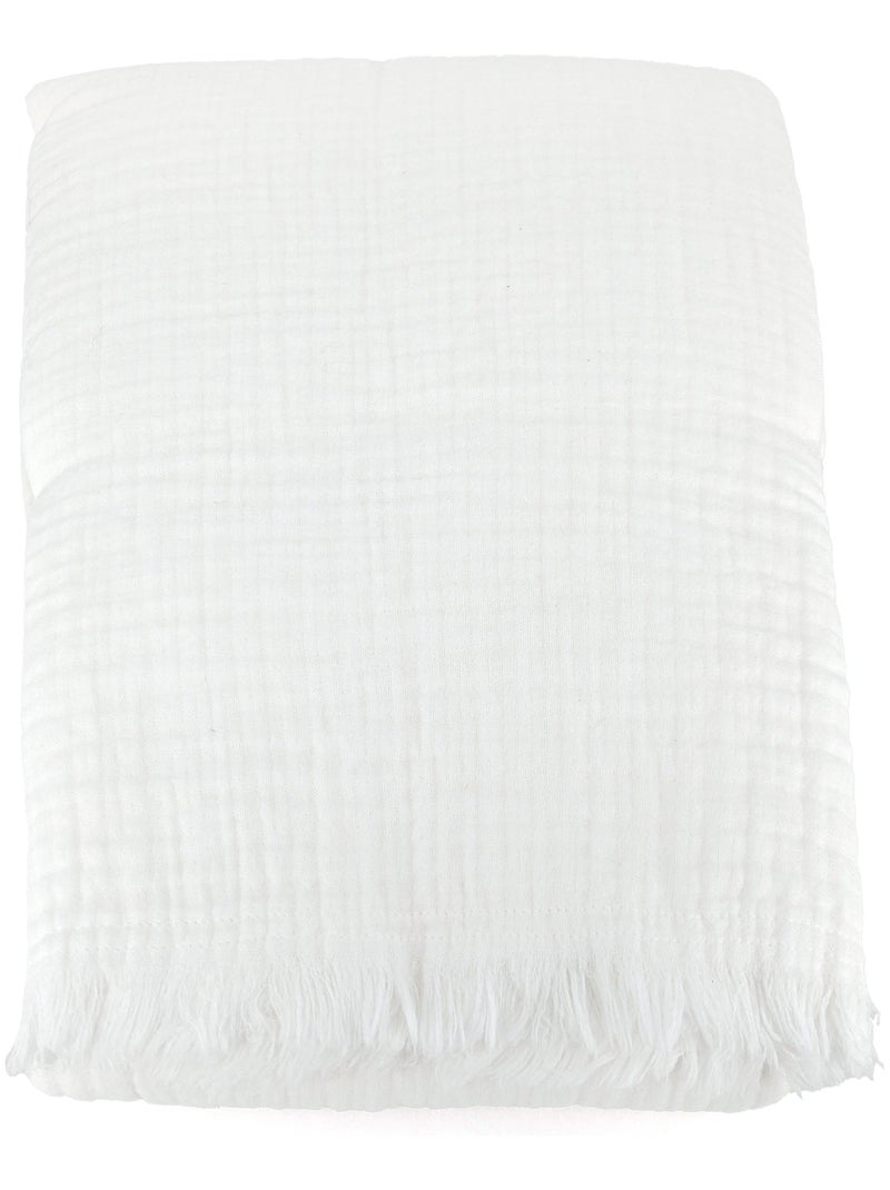 Plaid coton PAROS Blanc - Kiabi