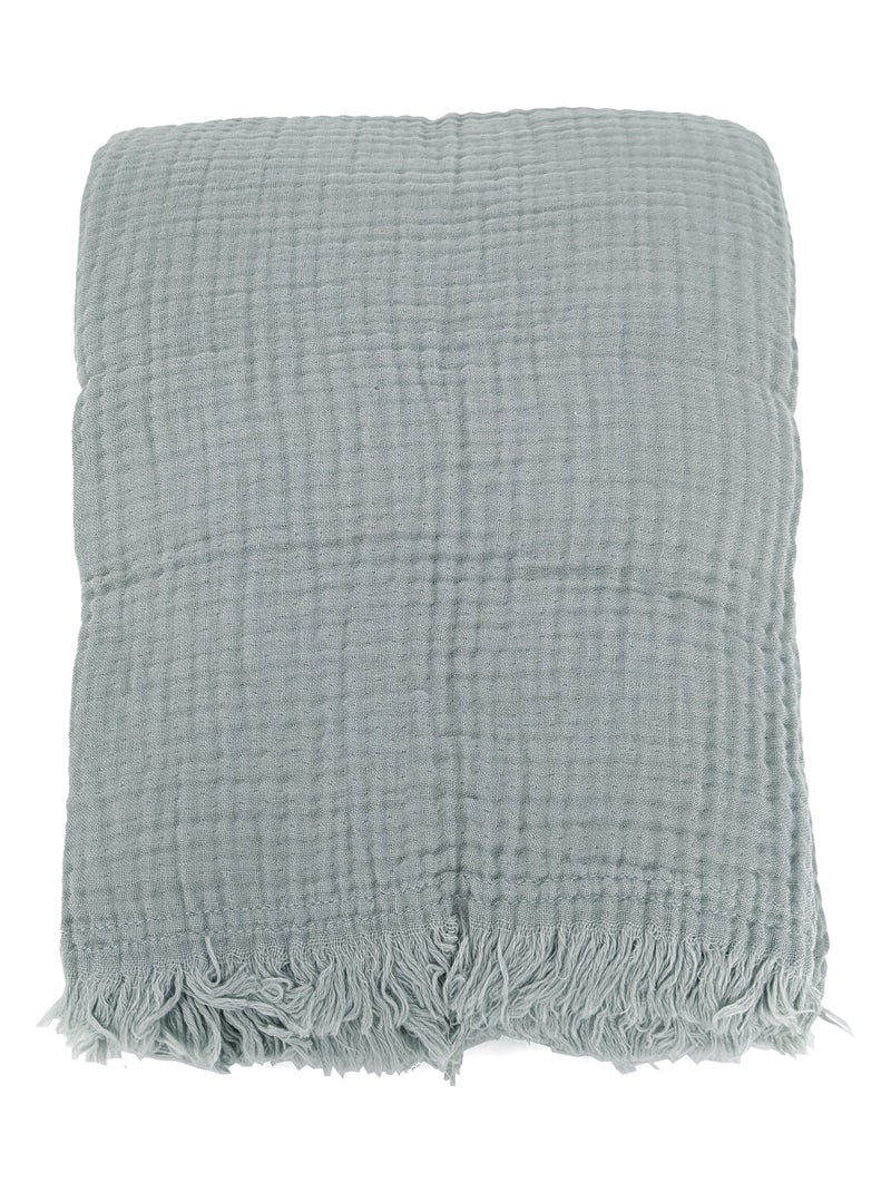 Plaid coton PAROS Vert anis - Kiabi