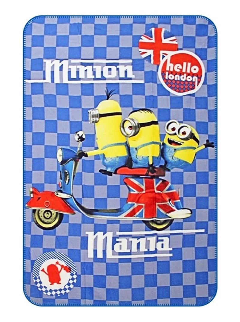 Plaid couverture 100 x 150 cm Minion hello London Bleu - Kiabi