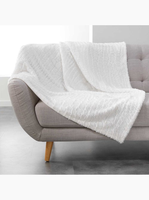 Plaid couverture a poil doux 125 x 150 cm imitation fourrure simba naturel - Kiabi