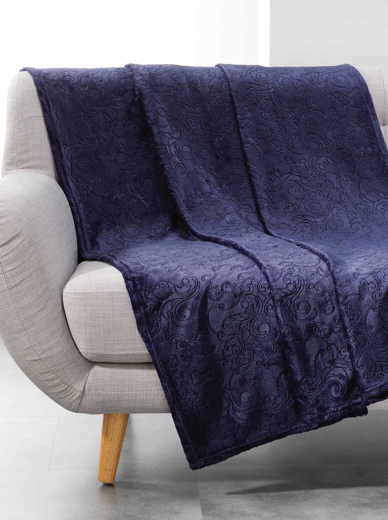 Plaid Couverture Flanelle Baroco Bleu Indigo 125 x 150 cm Bleu - Kiabi