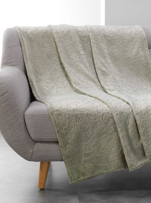 Plaid Couverture Flanelle Baroco Kaki 125 x 150 cm - Kiabi