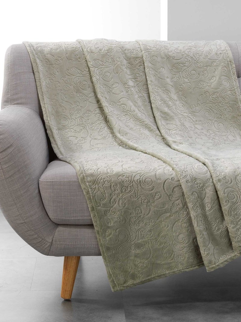 Plaid Couverture Flanelle Baroco Kaki 125 x 150 cm Vert - Kiabi