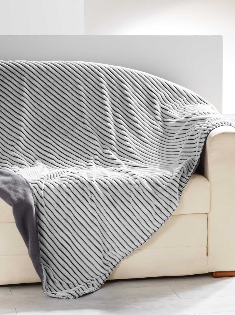Plaid Couverture Flanelle Jacquard Yolan 180 x 220 cm Gris - Kiabi