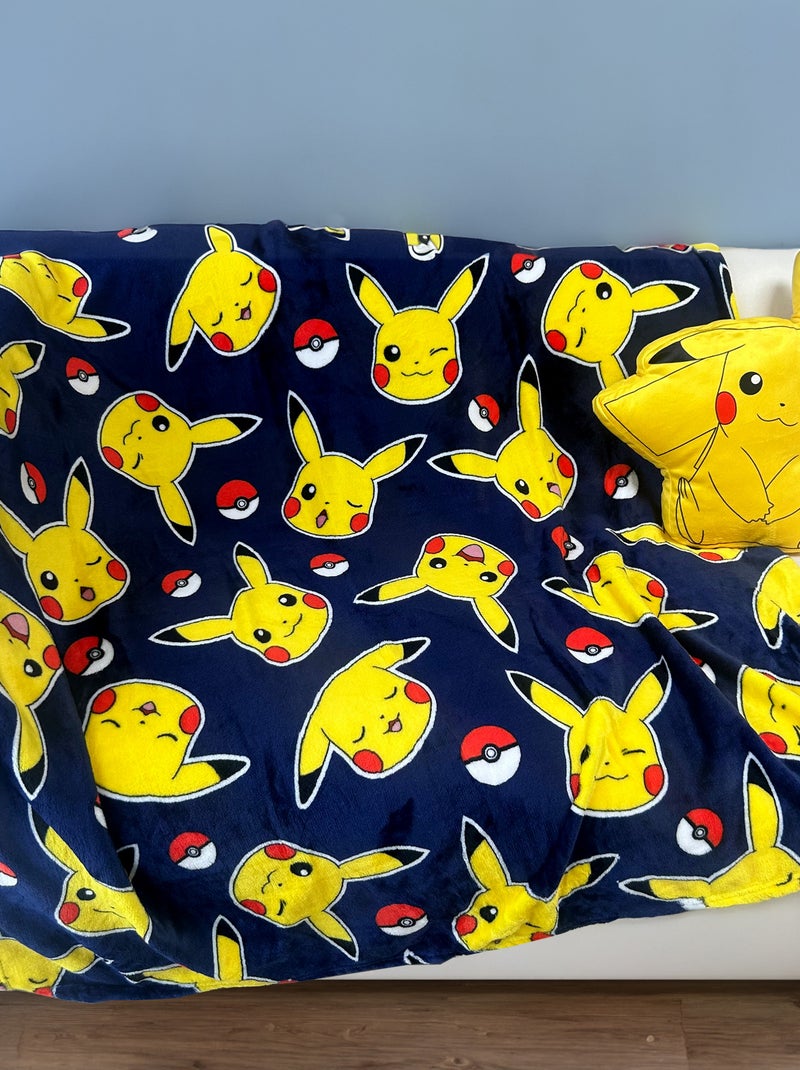 Plaid cuddle imprimé 'Pikachu' Bleu - Kiabi