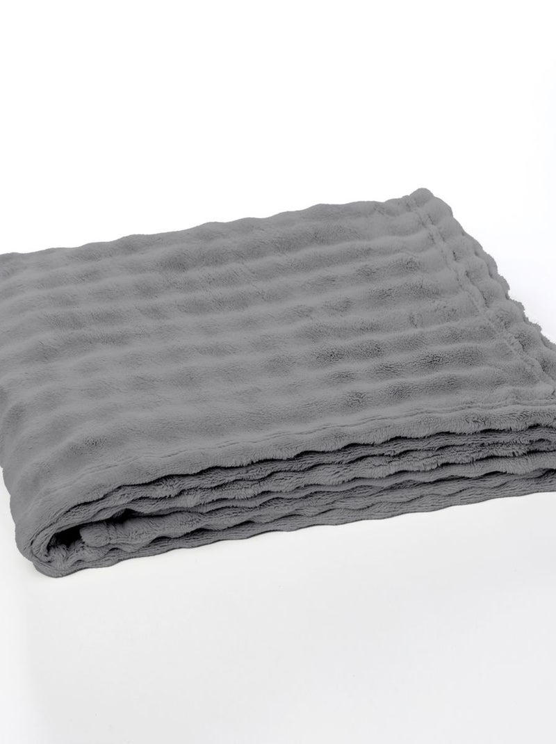 Plaid damier uni BIEN AU CHAUD Gris - Kiabi