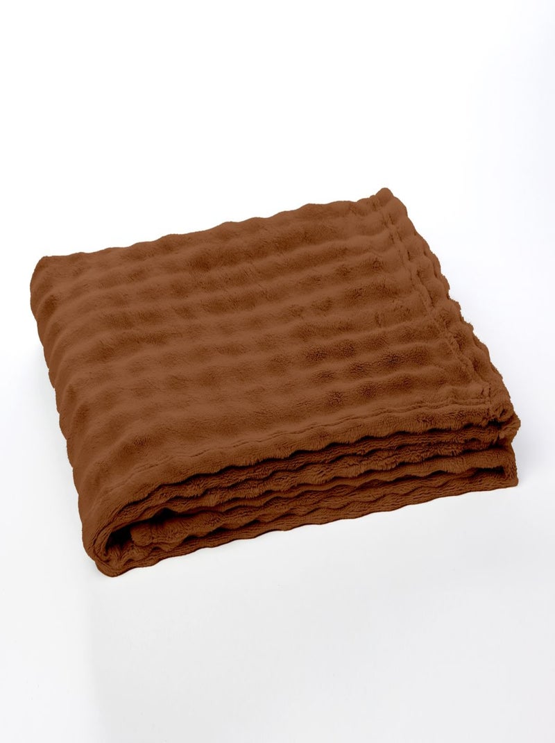 Plaid damier uni MOKA Marron - Kiabi