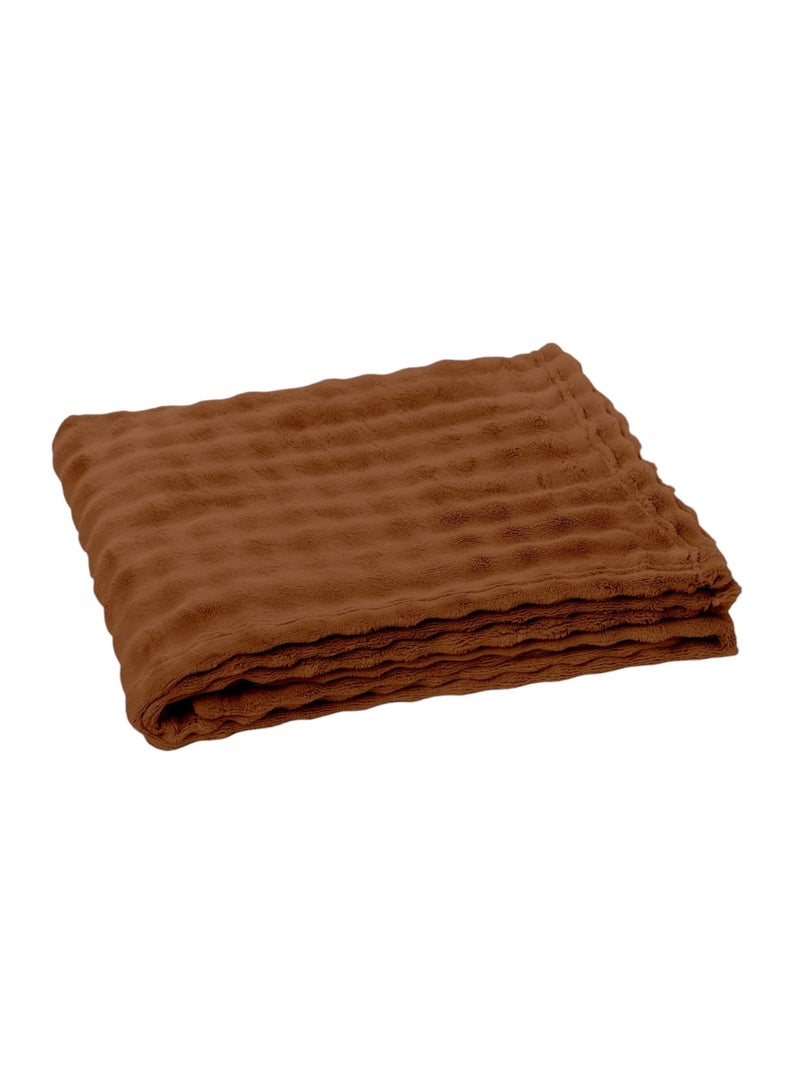 Plaid damier uni MOKA Marron - Kiabi