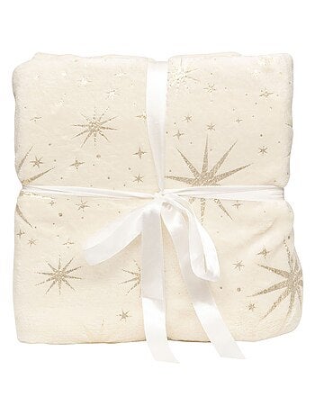 Plaid de Noël motifs étoiles dorées
