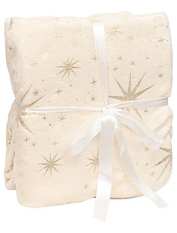 Plaid de Noël motifs étoiles dorées