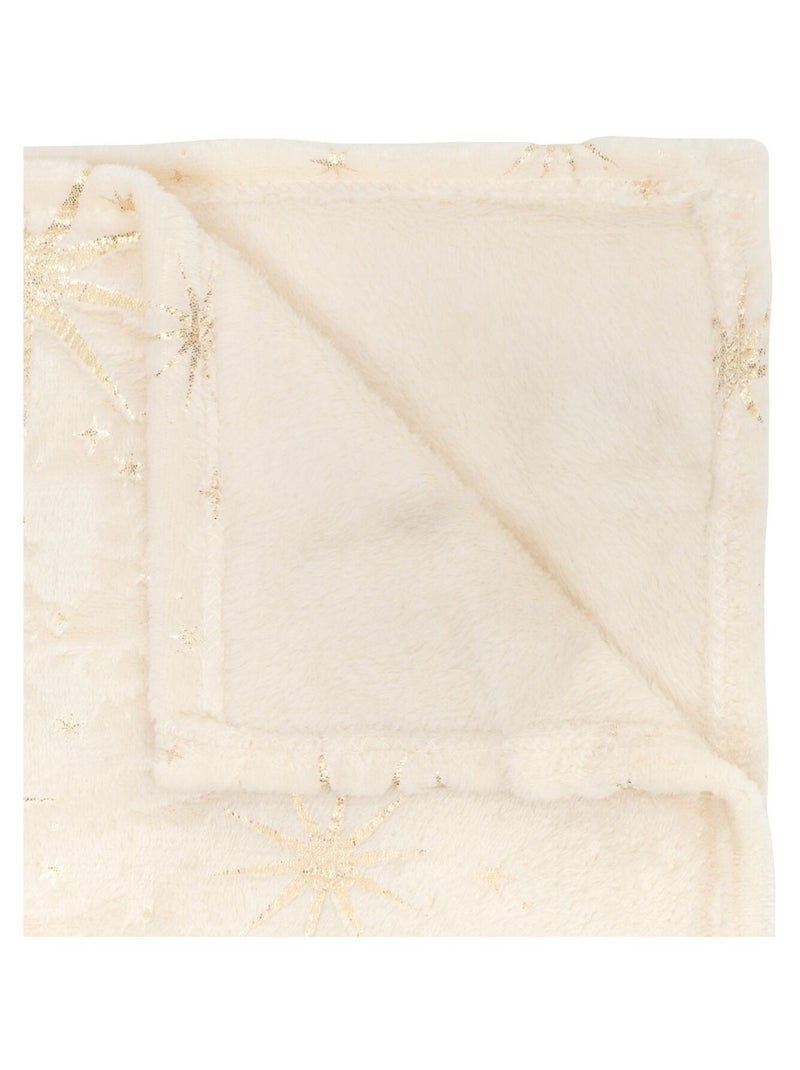 Plaid de Noël motifs étoiles dorées Ivoire - Kiabi
