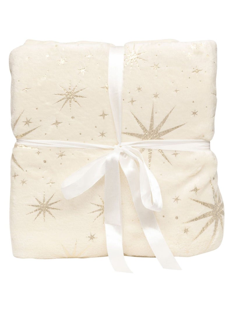 Plaid de Noël motifs étoiles dorées Ivoire - Kiabi