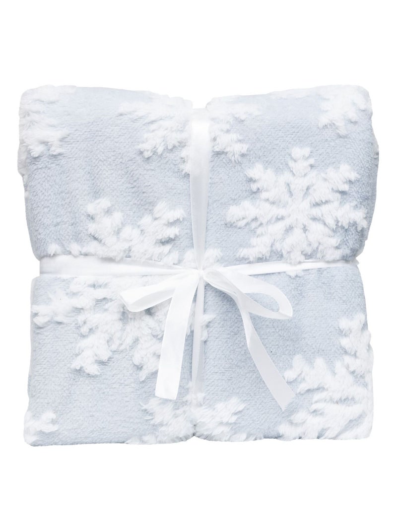 Plaid de Noël motifs flocons Bleu - Kiabi