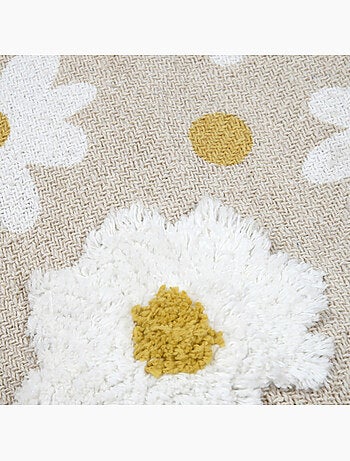 Plaid décoratif imprimé marguerites en polycoton