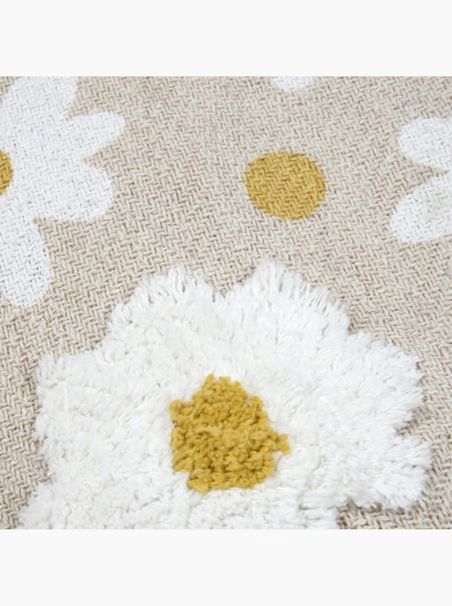 Plaid décoratif imprimé marguerites en polycoton - Kiabi