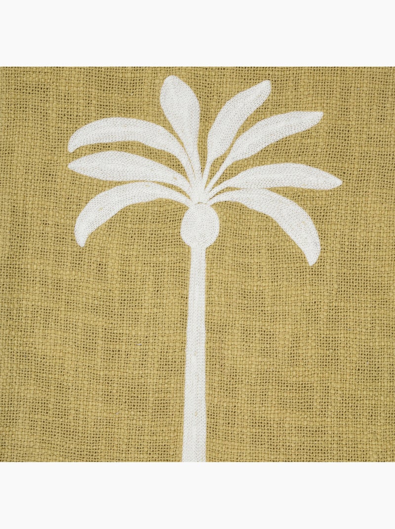 Plaid décoratif motif palmier esprit exotique Jaune moutarde - Kiabi